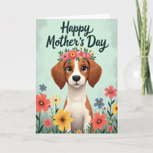 Cartão de Arte de Cachorro Floral