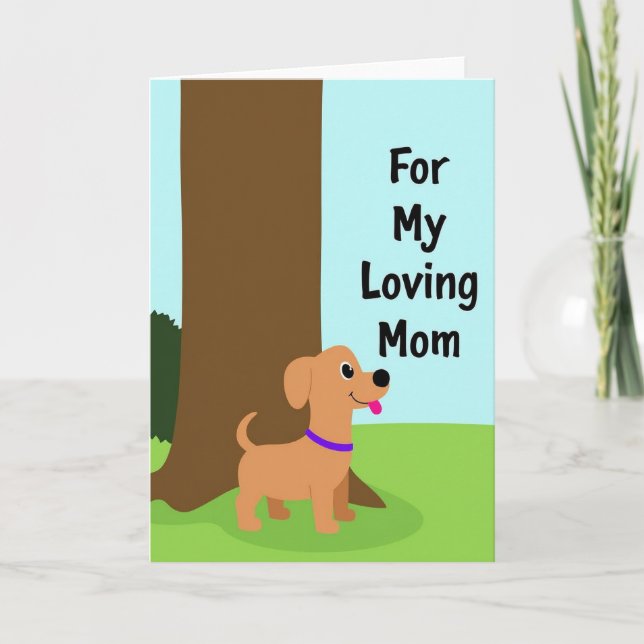 Cartão de Arte de Cachorro Mãe Amoroso (Frente)