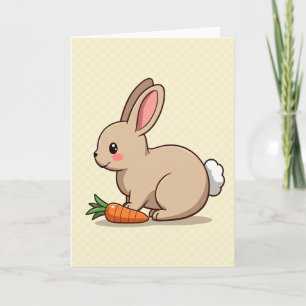 Cartão de Arte de Coelho Fofo e Cenoura