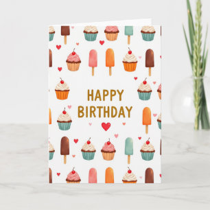 Cartão de Arte de Confeções de Aniversário