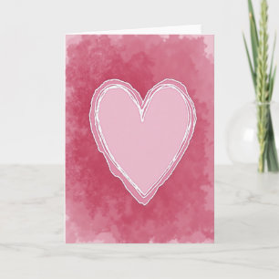 Cartão de Arte de Coração Romântico Rosa