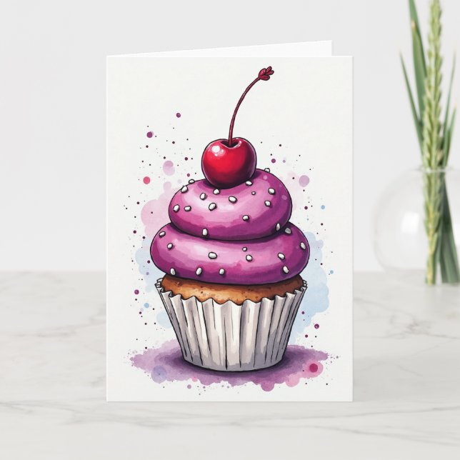 Cartão de Arte de Cupcake Doce (Frente)