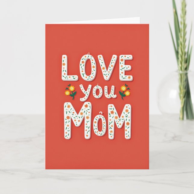 Cartão de Arte de Flor Amor Mãe (Frente)