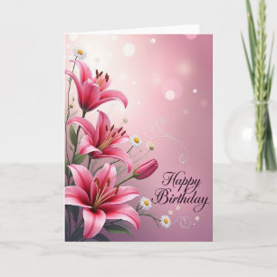 Cartão de Arte de Flor de Aniversário Alegre