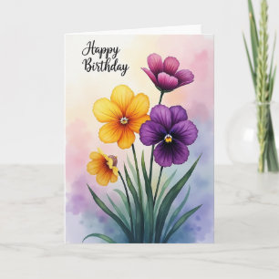 Cartão de Arte de Flor de Aniversário Doce