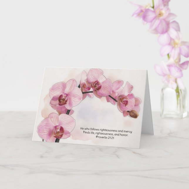 Cartão de Arte de Flores de Orquídea e Versículo B (Orquídea)