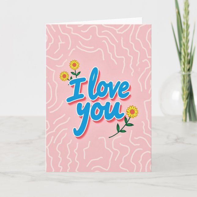Cartão de Arte de Flores Eu Te Amo (Frente)