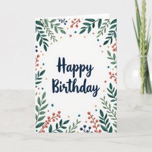 Cartão de Arte de Folhagem de Aniversário Doce