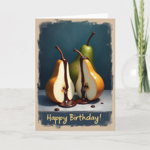 Cartão de Arte de Frutas de Aniversário Dourado
