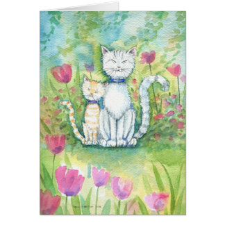 Cartão de Arte de Gatinho Feliz e Caprichoso