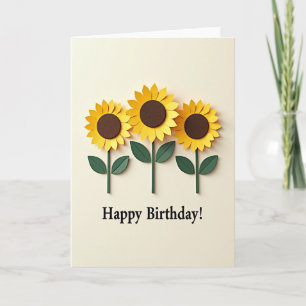 Cartão de Arte de Girassol de Aniversário Doce