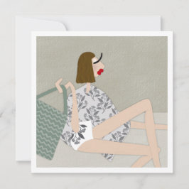 Cartão de Arte de Ilustração de Moda de Férias na 