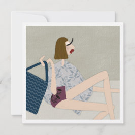 Cartão de Arte de Ilustração de Moda de Férias na 
