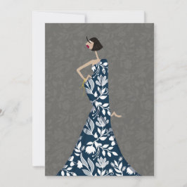 Cartão de Arte de Ilustração de Moda de Florais Az