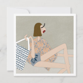 Cartão de Arte de Ilustração de Moda de Garota de 