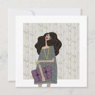 Cartão de Arte de Ilustração de Moda de Volta às A