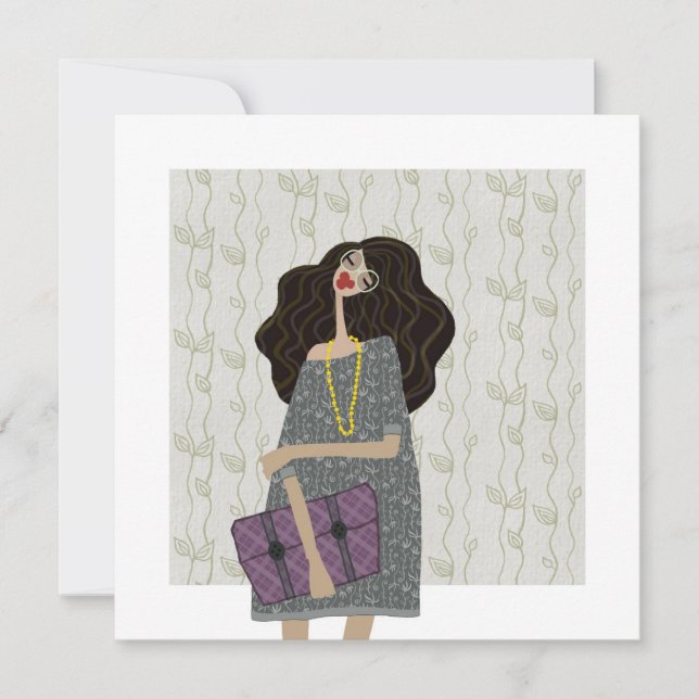 Cartão de Arte de Ilustração de Moda de Volta às A (Frente)