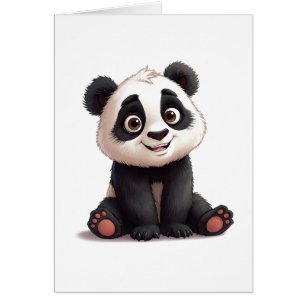 Cartão de Arte de Ilustração de Urso Panda Sentado