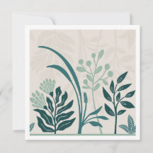 Cartão de Arte de Jardim Botânico Teal Encantador