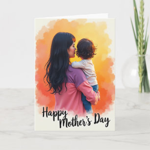 Cartão de Arte de Mãe e Filho Amoroso