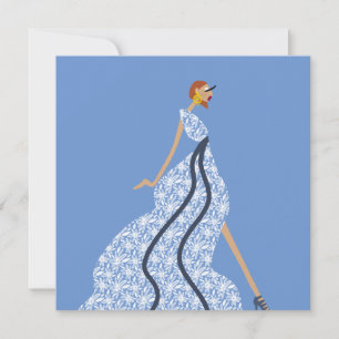 Cartão de Arte de Moda Glam Blue Rhythm Muse
