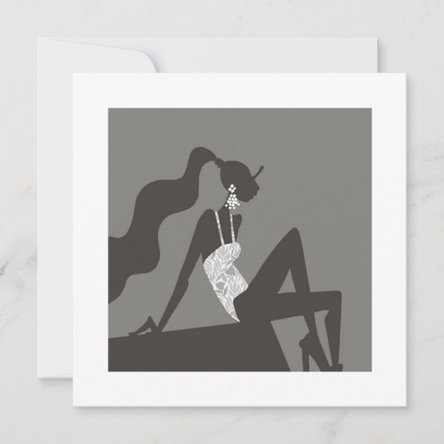 Cartão de Arte de Moda Glamouroso da Festa de Pisc (Frente)