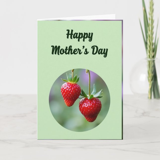 Cartão de Arte de Morango Dia das Mães Doce (Frente)