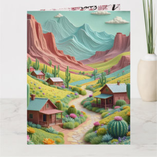 Cartão de Arte de Paisagem do Deserto Ocidental 3D
