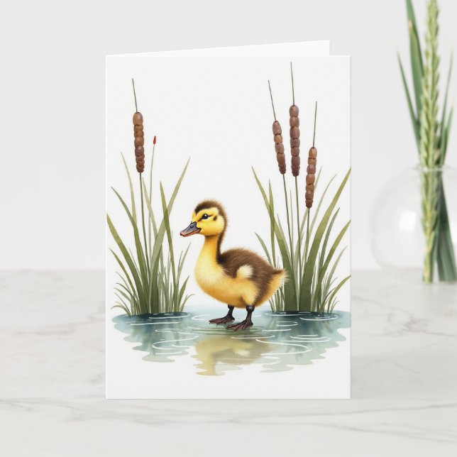 Cartão de Arte de Pequena Ave Aquática (Frente)