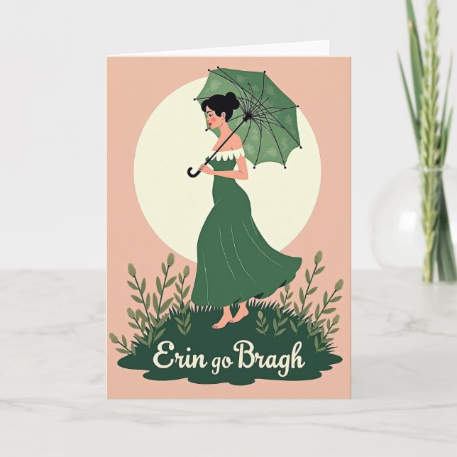 Cartão de Arte de Perfil de Mulher de Capa Verde (Frente)