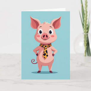 Cartão de Arte de Porco do Dia dos Pais Docinho