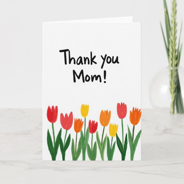 Cartão de Arte de Tulipa Obrigada Mamãe (Frente)