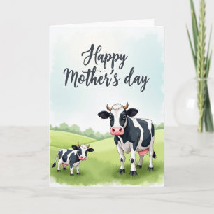 Cartão de Arte de Vaca do Dia das Mães