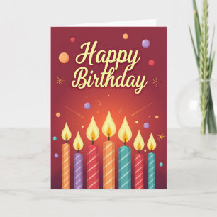 Cartão de Arte de Vela de Aniversário Vibrante