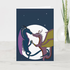 Cartão de Arte do Casal de Dragões Fantasia ao Lua