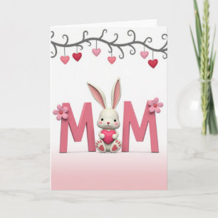 Cartão de Arte do Coelho do Dia das Mães