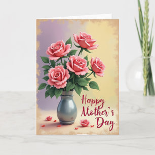 Cartão de Arte do Dia das Mães Blush Rose