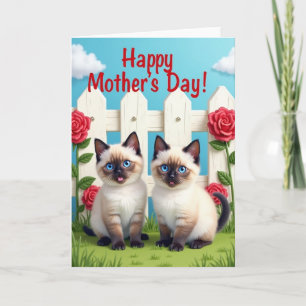 Cartão de Arte do Dia das Mães de Gatos Fofos