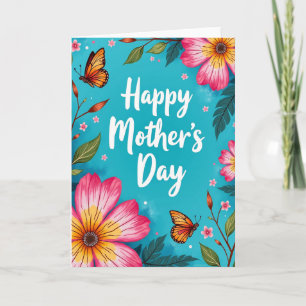 Cartão de Arte do Dia das Mães em Teal Radiante