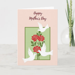 Cartão de Arte do Dia das Mães Red Blooms
