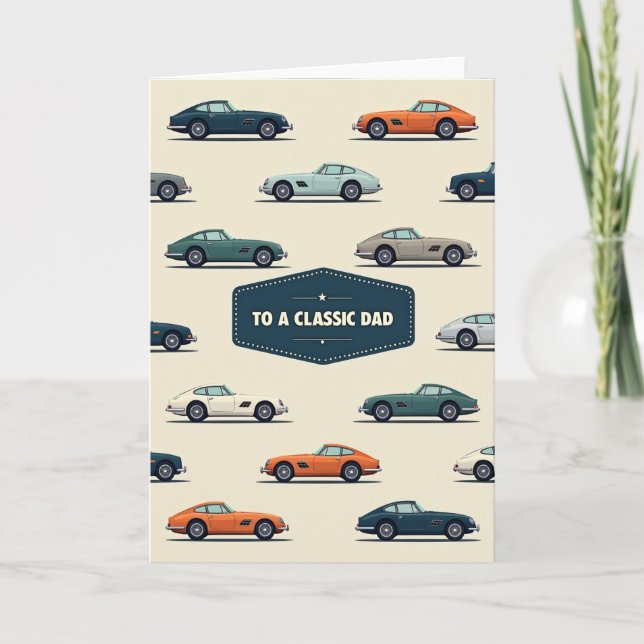 Cartão de Arte do Dia dos Pais com Carro Clássico (Frente)