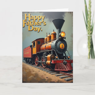 Cartão de Arte do Dia dos Pais com Trem a Vapor