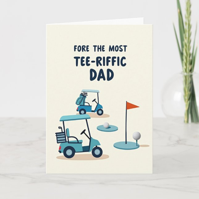 Cartão de Arte do Dia dos Pais de Golfe (Frente)