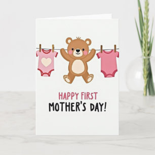 Cartão de Arte do Primeiro Dia das Mães do Urso