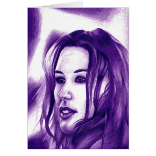 Cartão de Arte do Retrato da Mulher Púrpura