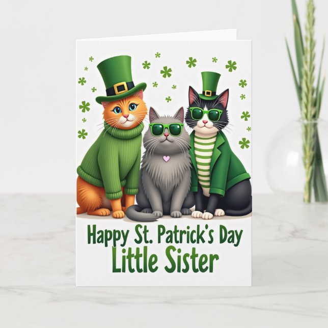 Cartão de Arte dos Gatos de St Patricks (Frente)