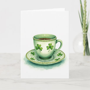 Cartão de Arte em Aquarela de Xícara Irlandesa