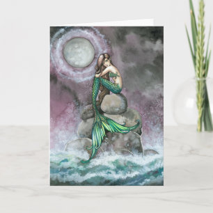 Cartão de Arte Fantasia da Sereia Esmeralda