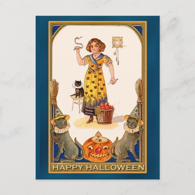 Cartão de Arte Feliz de Halloween Único (Frente)