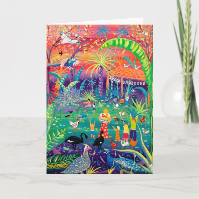 Cartão de Arte: Feliz Dia do Pássaro no Zoológico. (Frente)